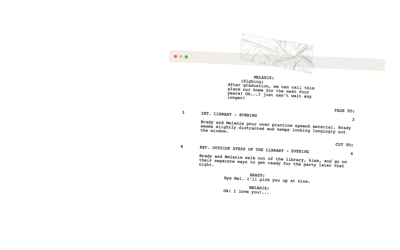 Screenplay Editor formatting in action