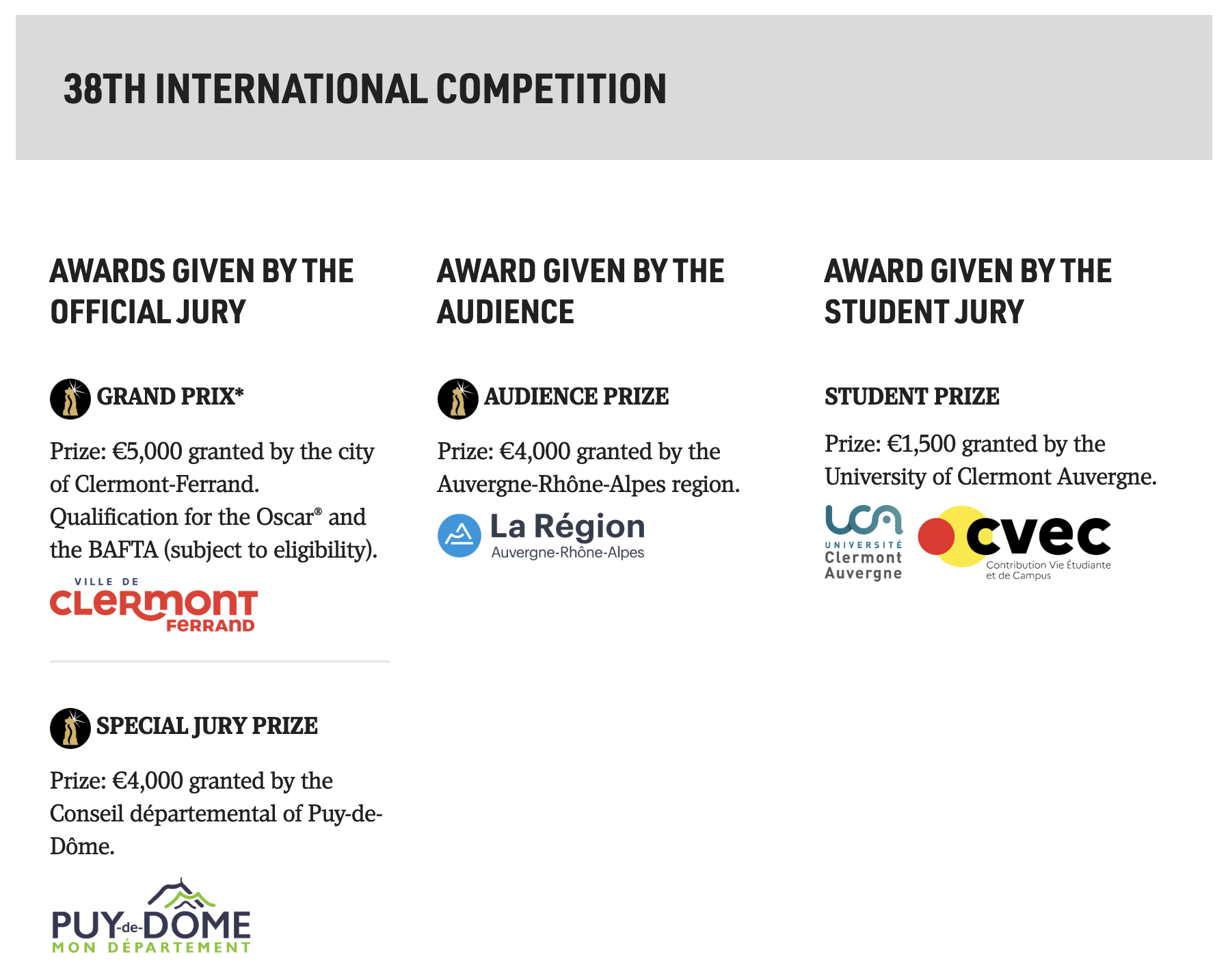 Festival selections and winners